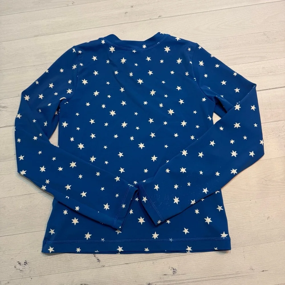 Hanna‎ Andersson kids blue with white stars long sleeve rash guard 150/12